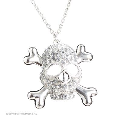 Collana metallo teschio strass