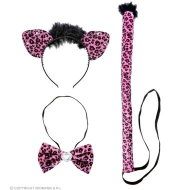 Leopardo rosa cerchietto fiocco coda