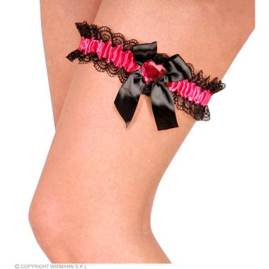 Giarrettiera nera cuore rosa