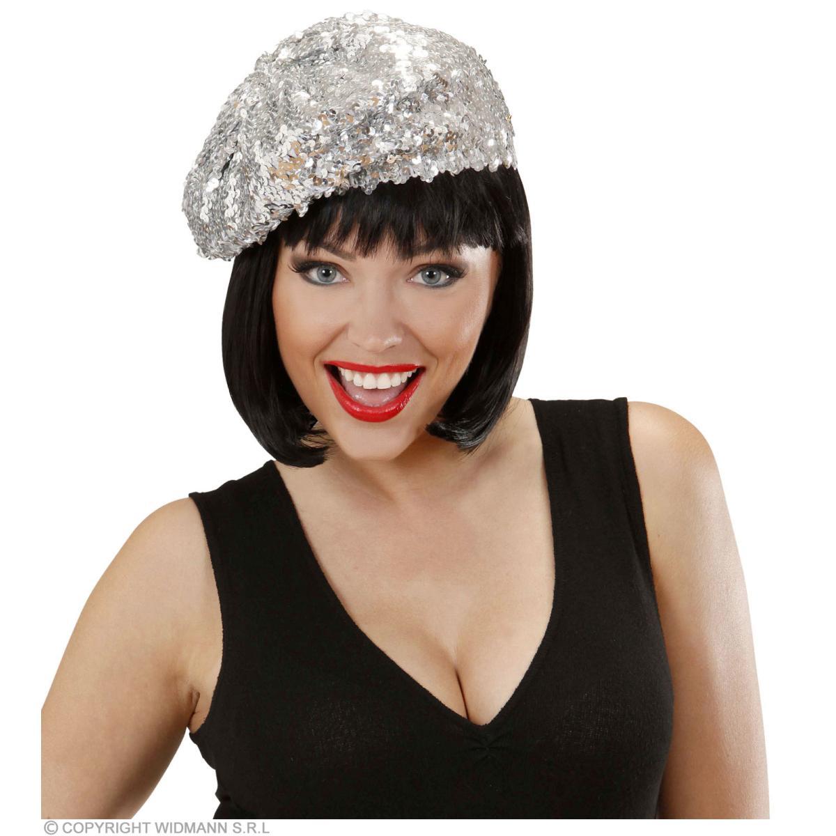 Cappello basco paillettes argento