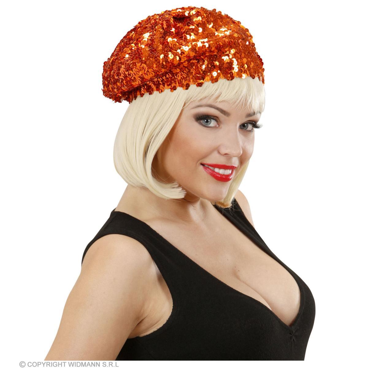 Cappello basco paillettes rame
