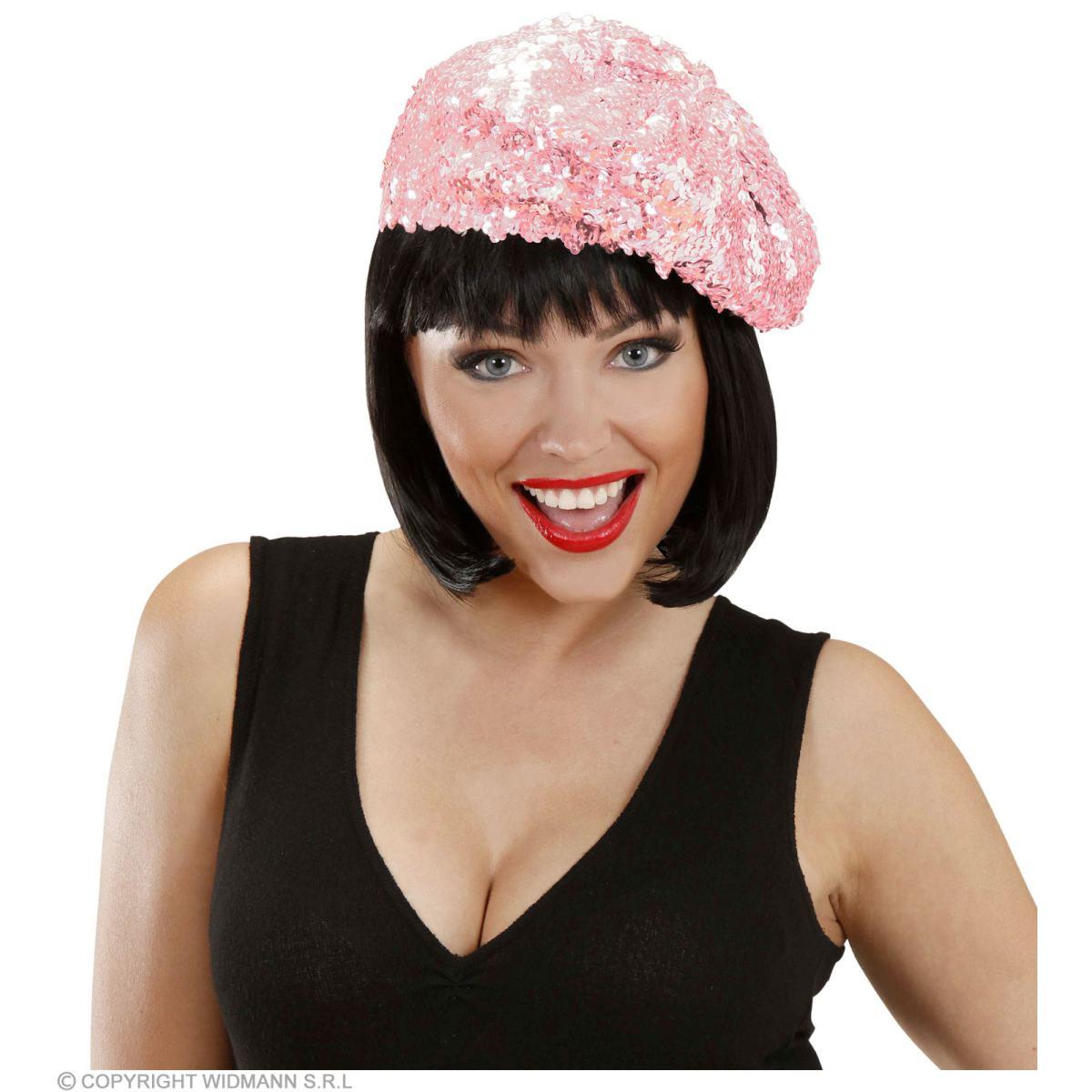 Cappello basco paillettes rosa
