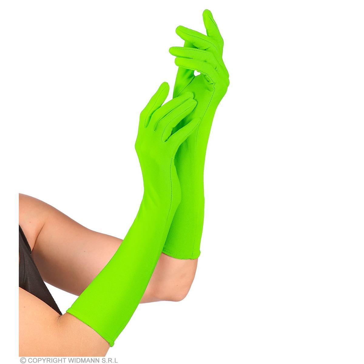 Guanti lunghi verde fluo Set 2 pz