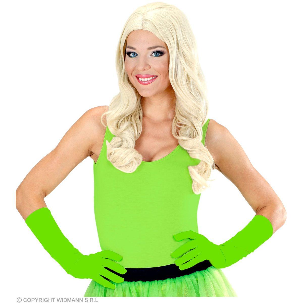 Guanti lunghi verde fluo Set 2 pz