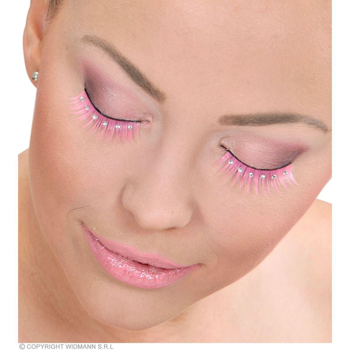 Trucco ciglia rosa strass