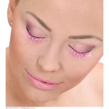 Trucco ciglia rosa strass
