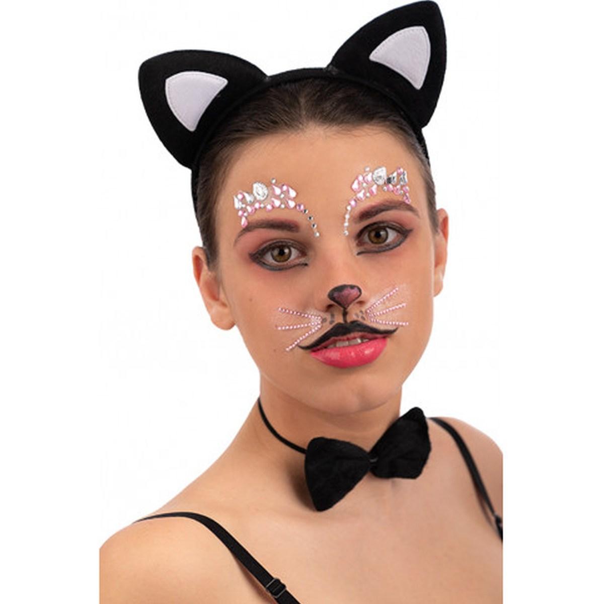 Trucco decorazioni adesive viso crystal gattina