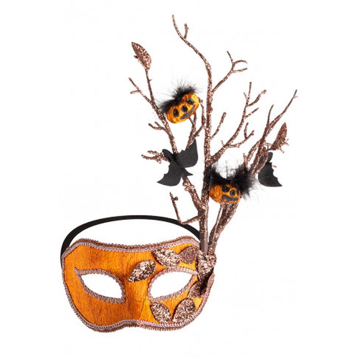 Maschera viso arancione zucche pipistrelli