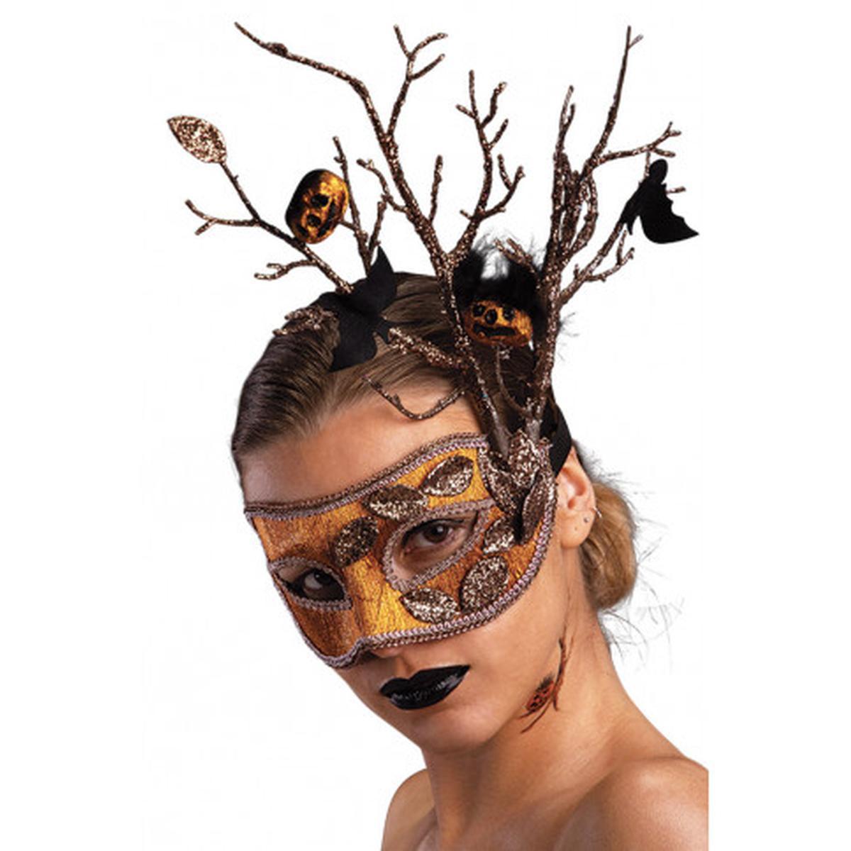Maschera viso arancione zucche pipistrelli