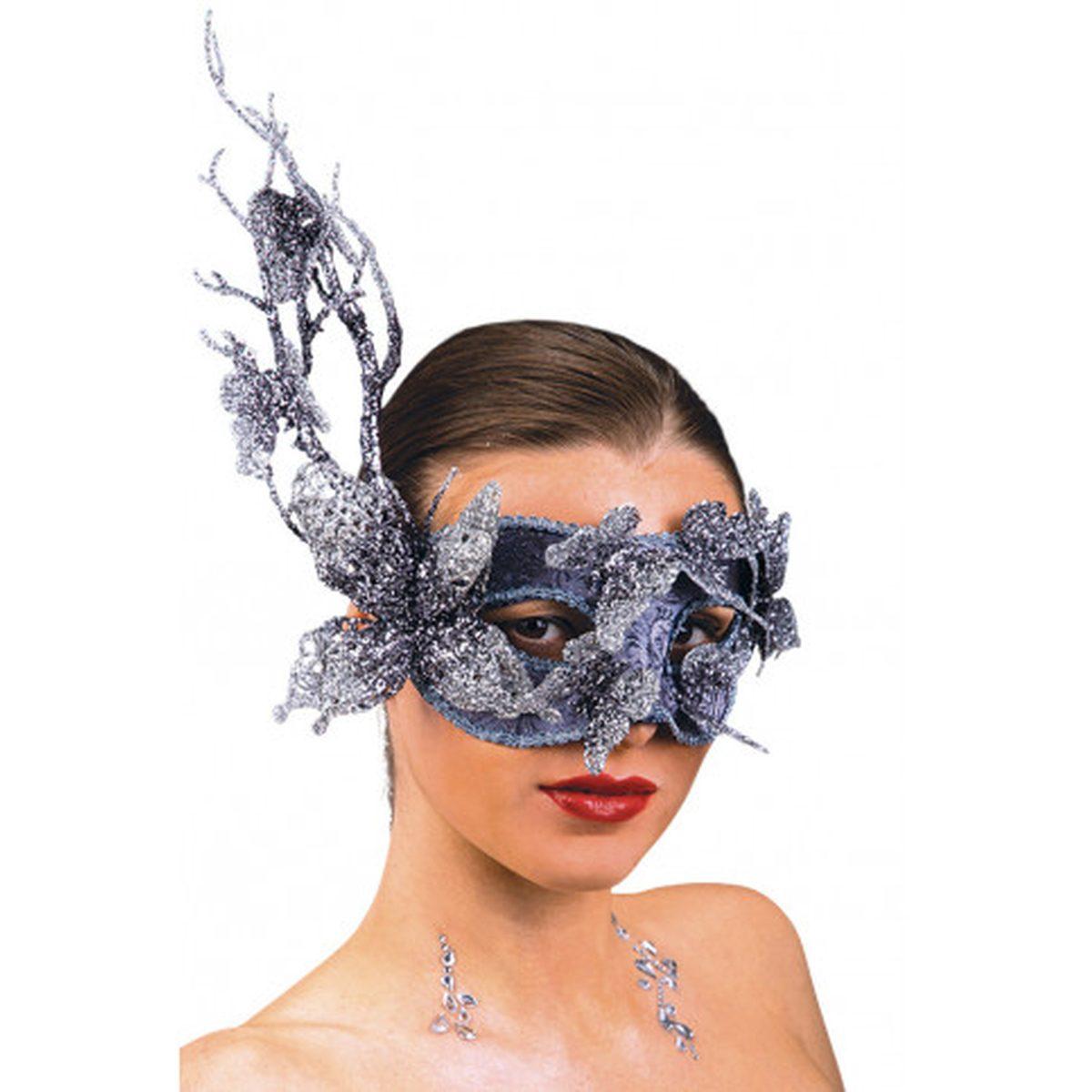 Maschera viso grigia farfalle glitter