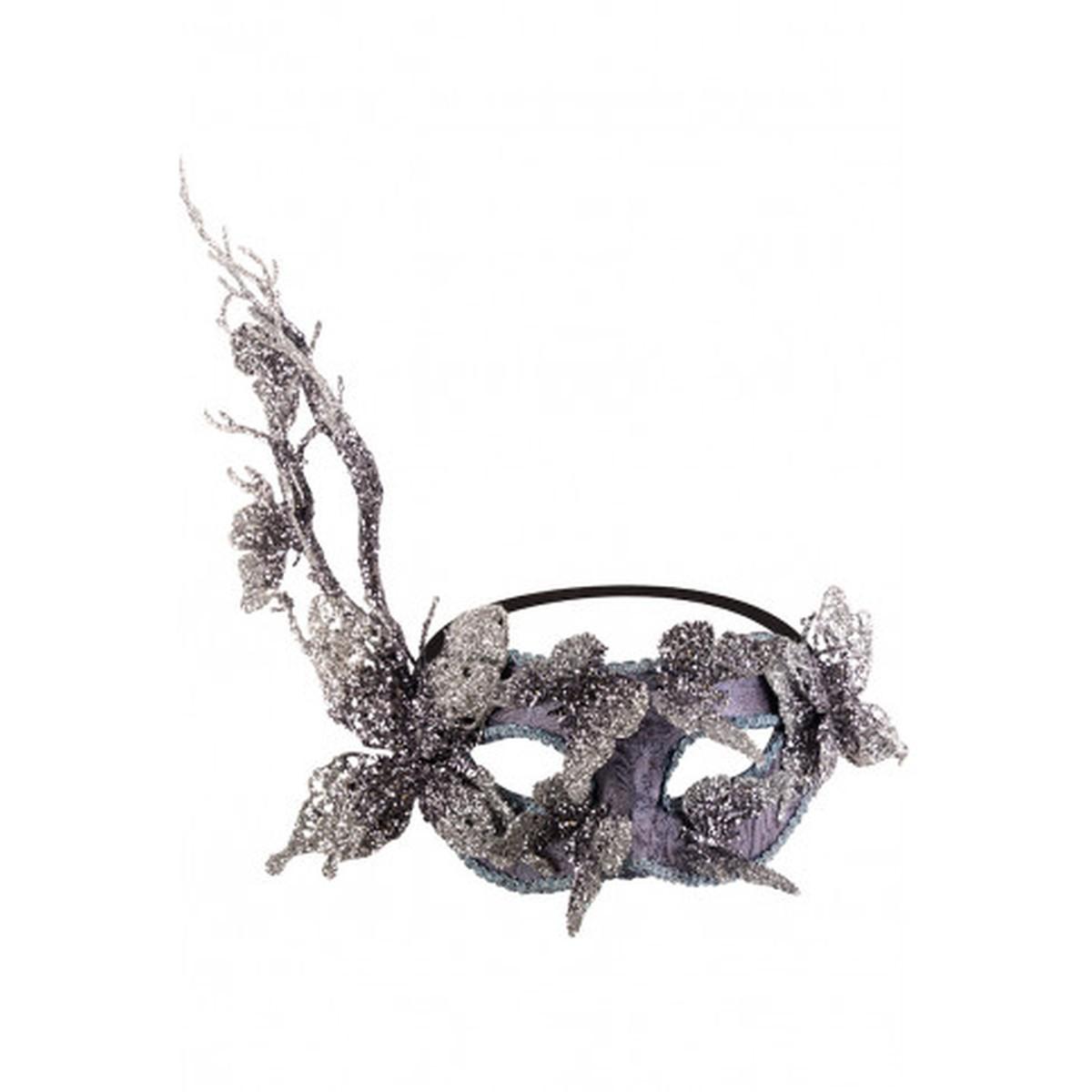 Maschera viso grigia farfalle glitter