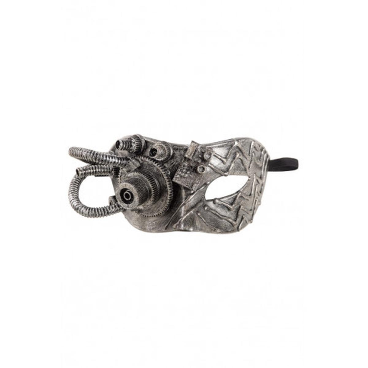 Maschera viso pvc steampunk argento ingranaggi