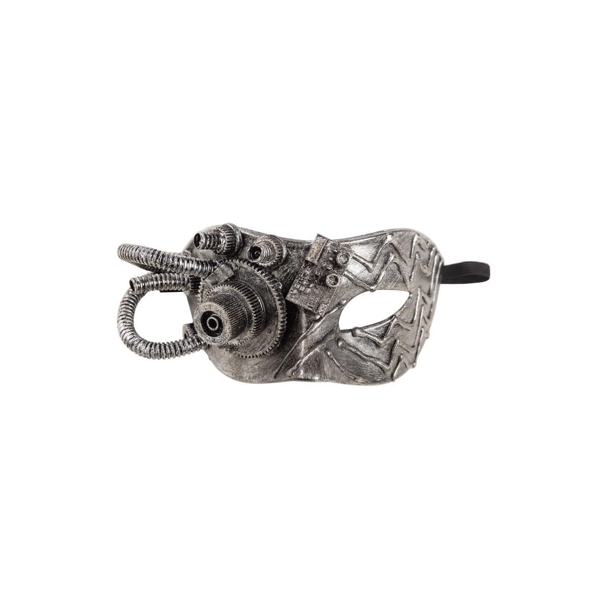Maschera viso pvc steampunk argento ingranaggi