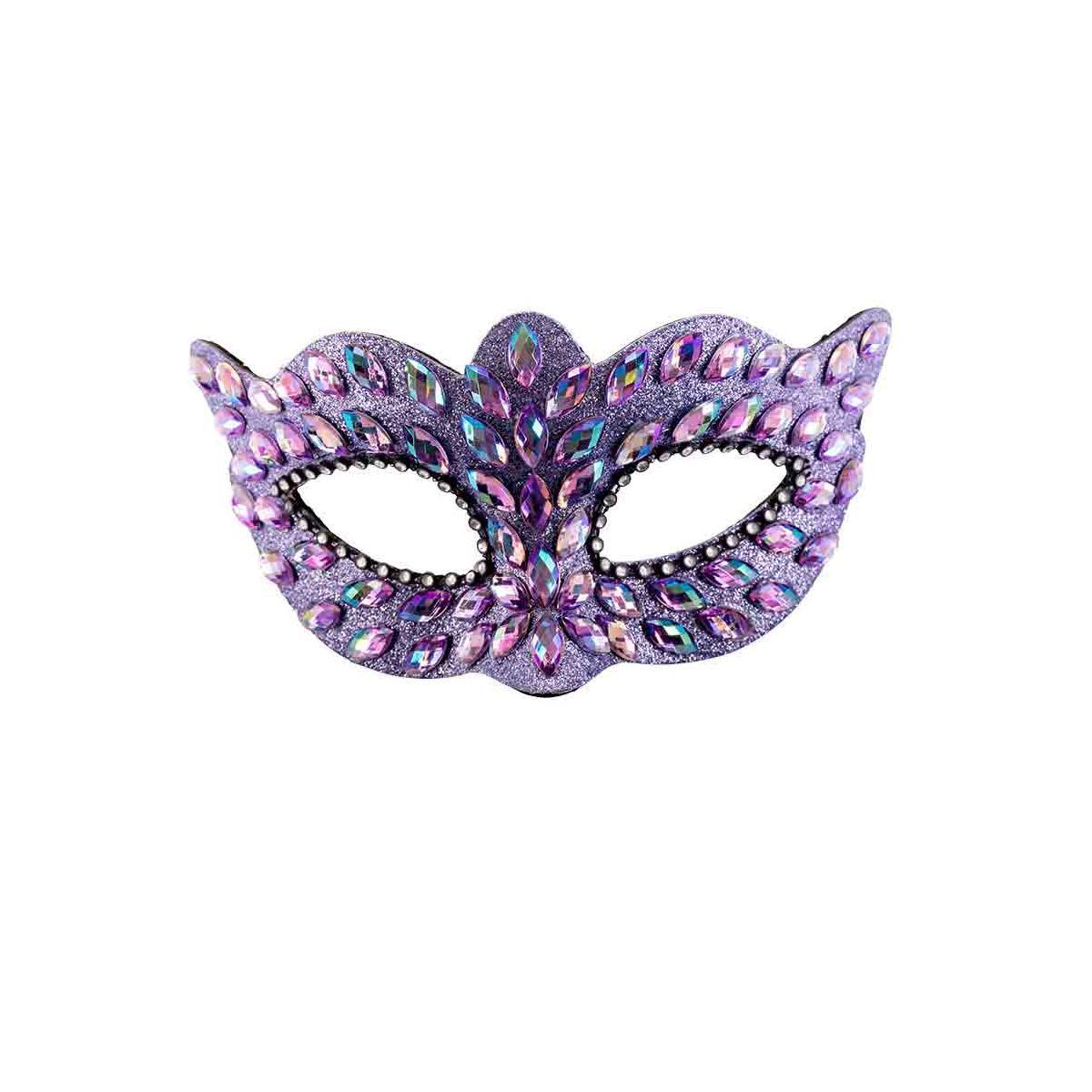 Maschera viso pvc lilla gemme strass