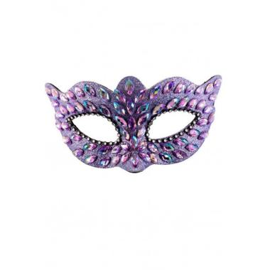 Maschera viso pvc lilla gemme strass