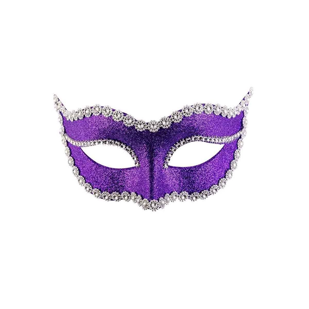 Maschera viso pvc viola glitter strass