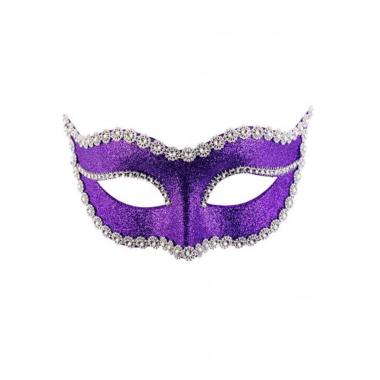Maschera viso pvc viola glitter strass