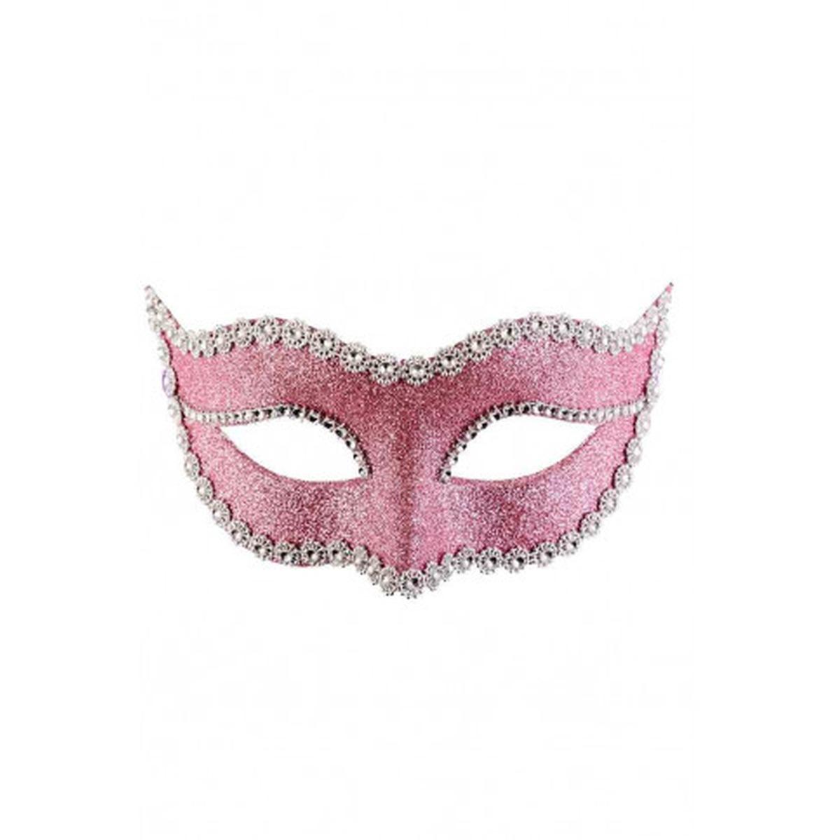 Maschera viso pvc rosa glitter strass