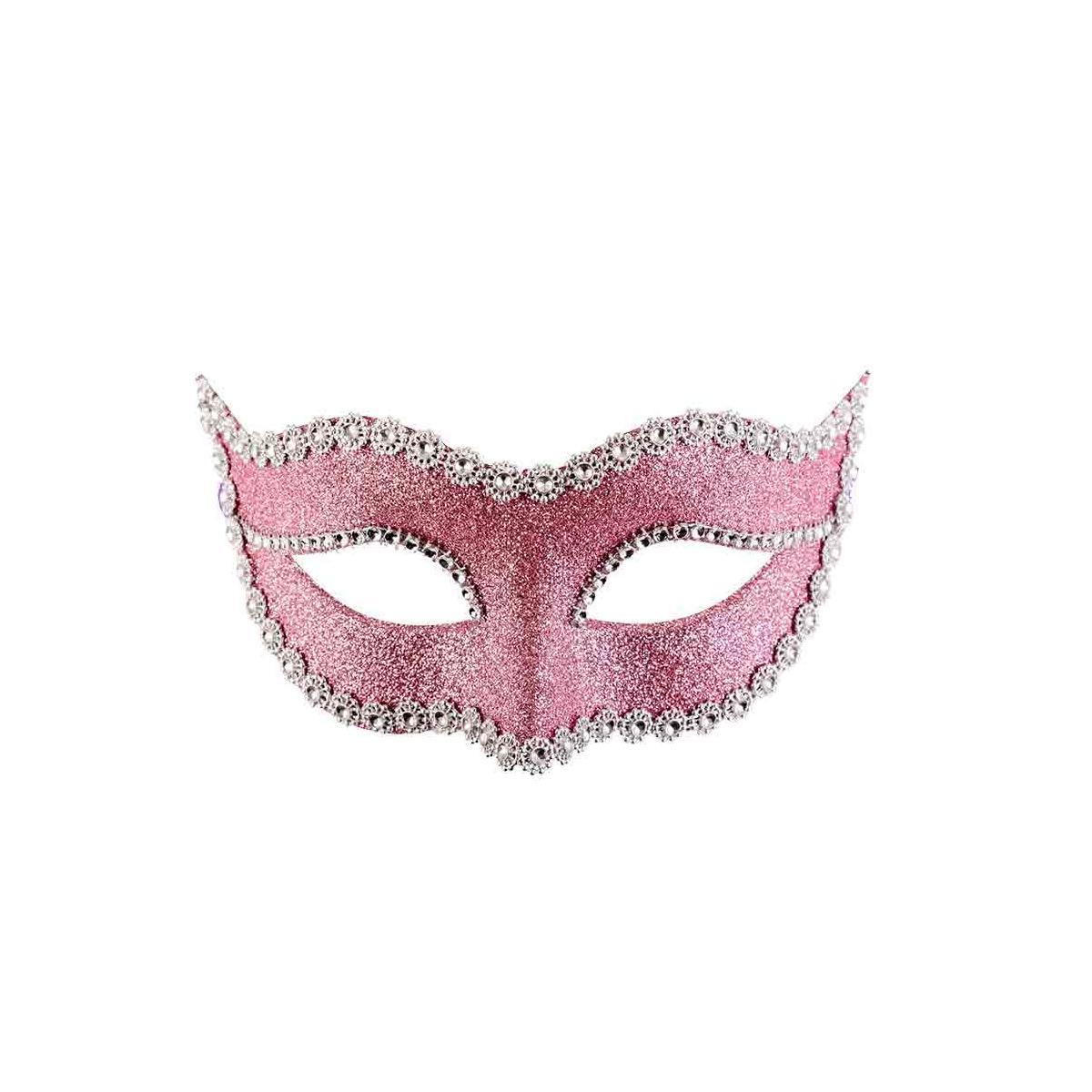 Maschera viso pvc rosa glitter strass
