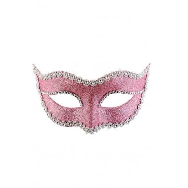 Maschera viso pvc rosa glitter strass