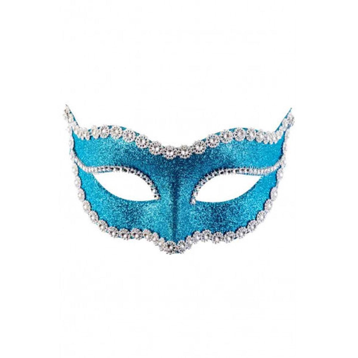 Maschera viso pvc azzurra glitter strass