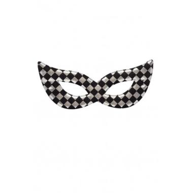 Maschera viso tessuto scacchi argento nero