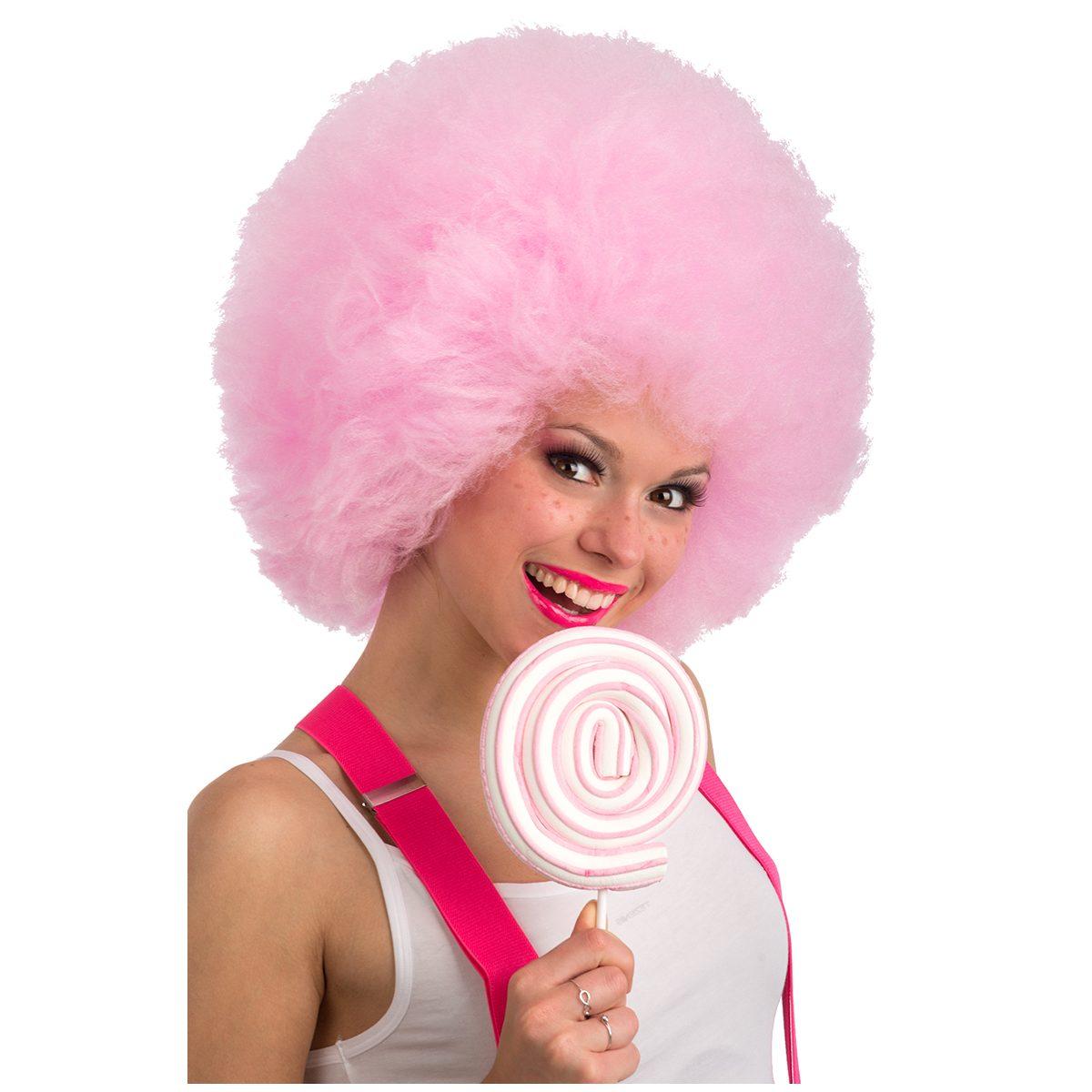 Parrucca afro rosa