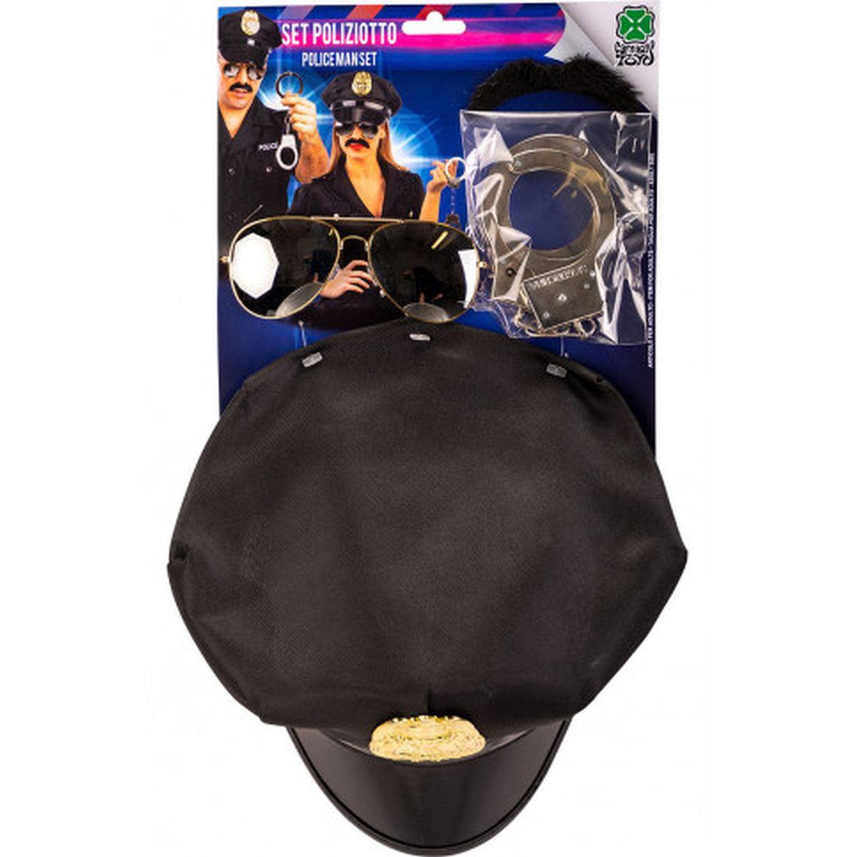 Cappello poliziotto manette baffi occhiali