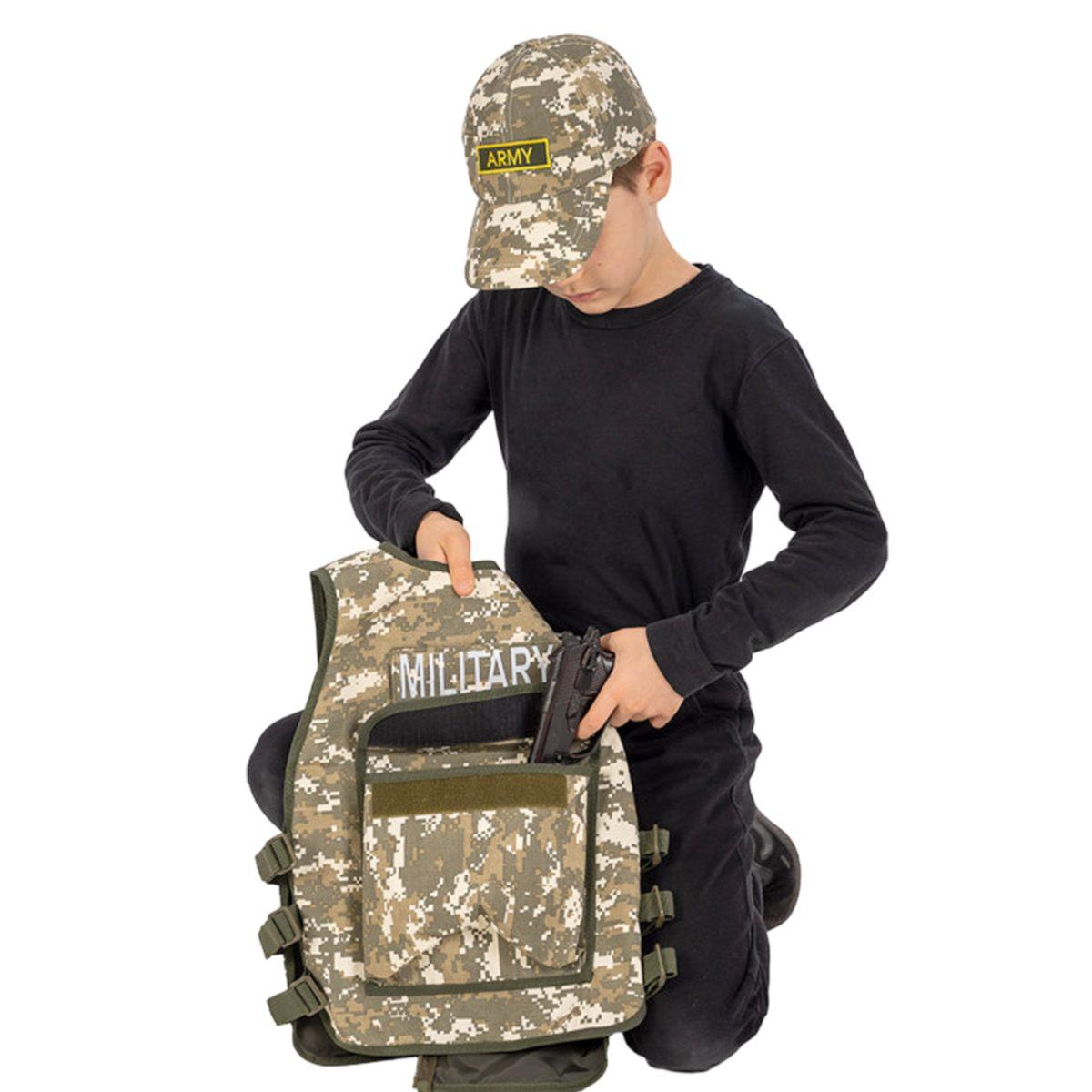 Costume giubbotto soldato militare cappello pistola
