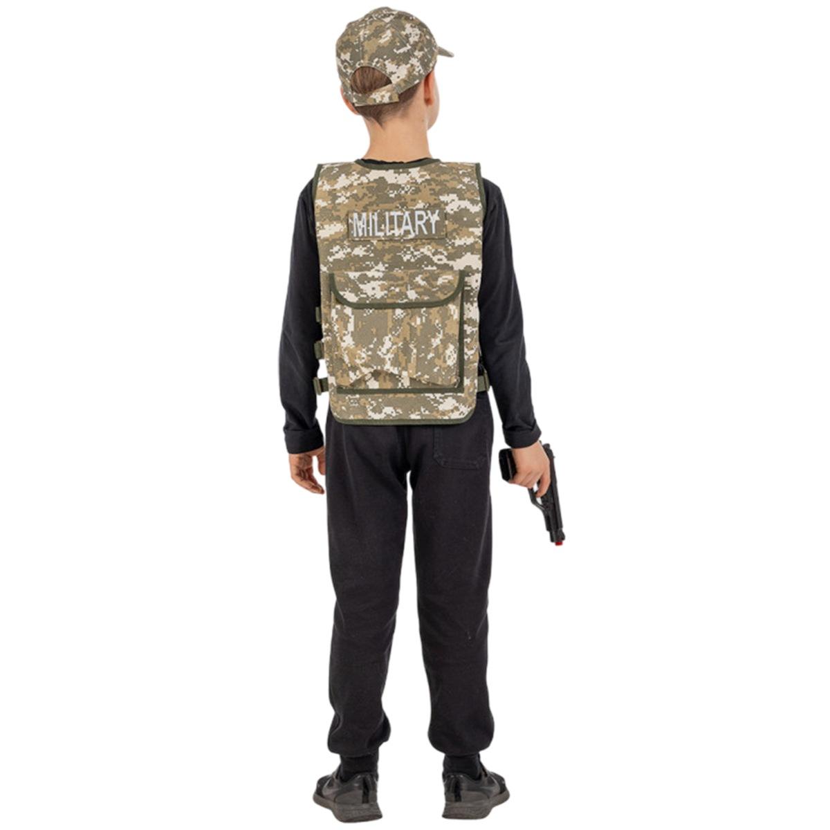 Costume giubbotto soldato militare cappello pistola