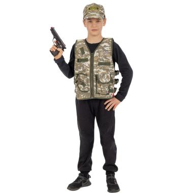 Costume giubbotto soldato militare cappello pistola