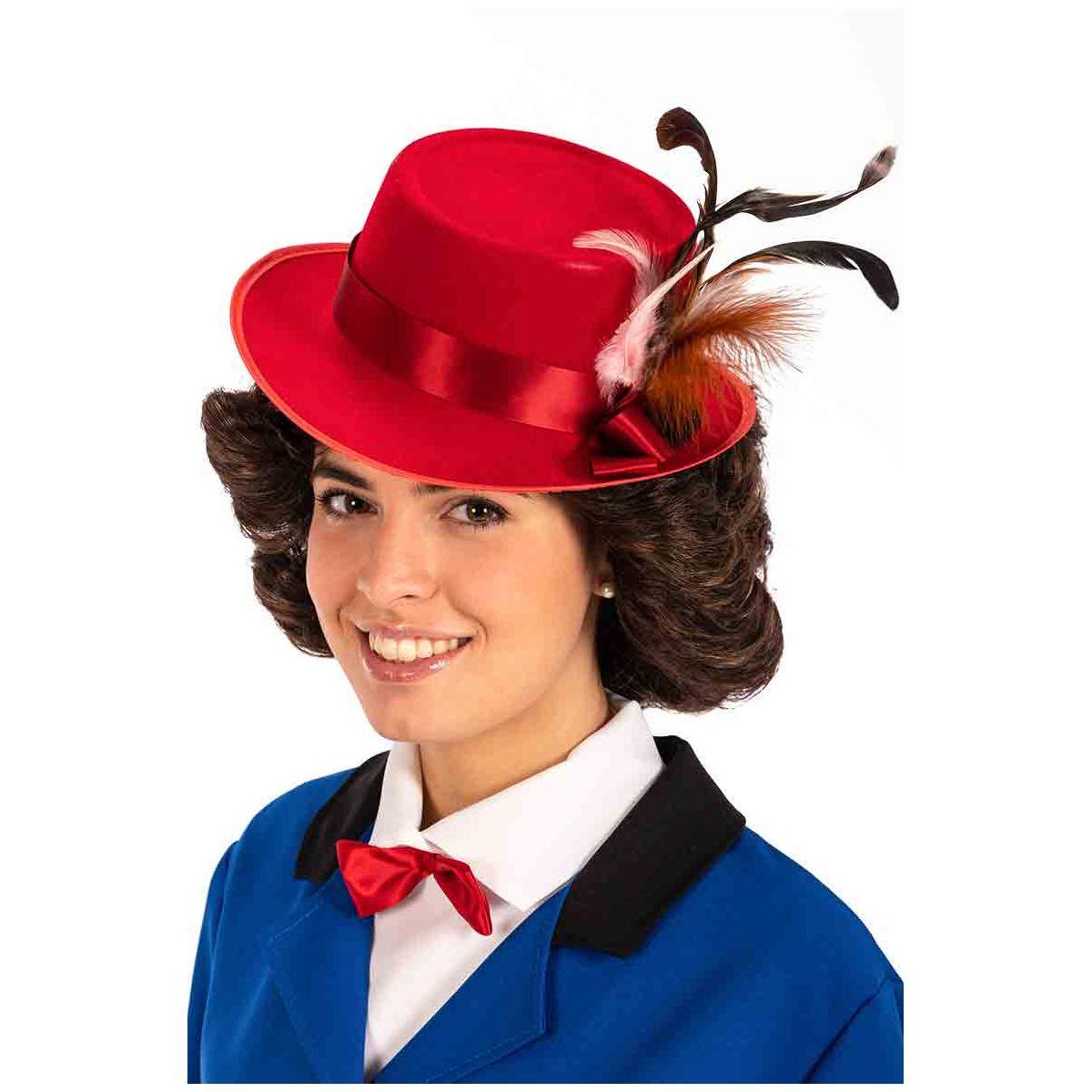 Cappello bifloccato rosso piume
