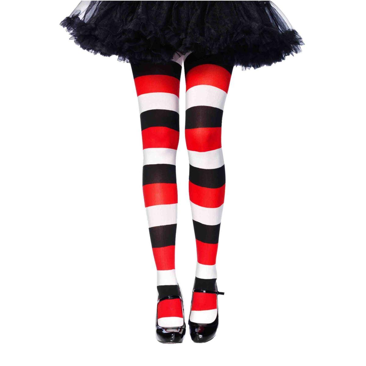 Collant righe bianche rosse nere