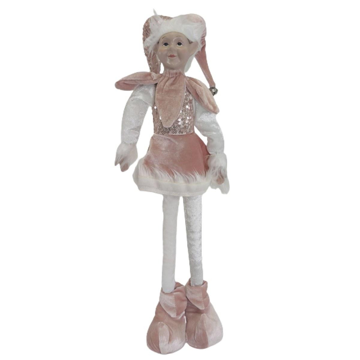 Elfo giullare tessuto bambino rosa 65 cm