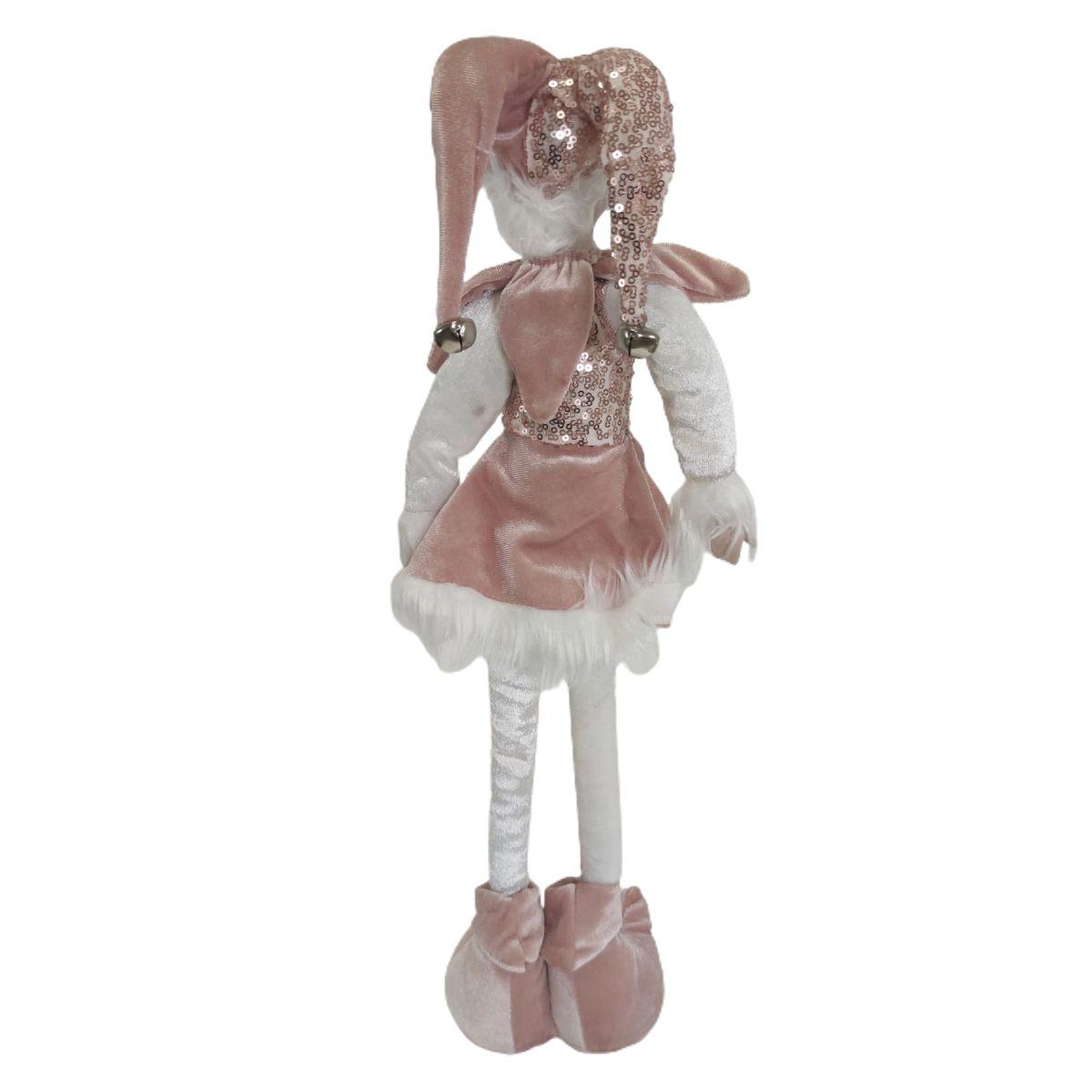 Elfo giullare tessuto bambino rosa 65 cm