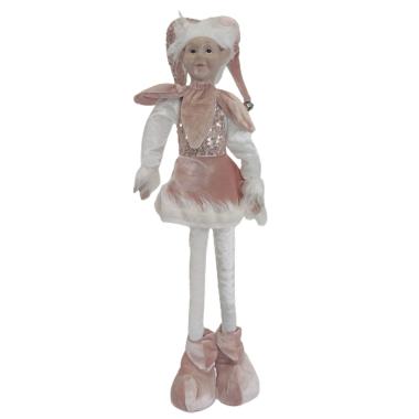 Elfo giullare tessuto bambino rosa 65 cm