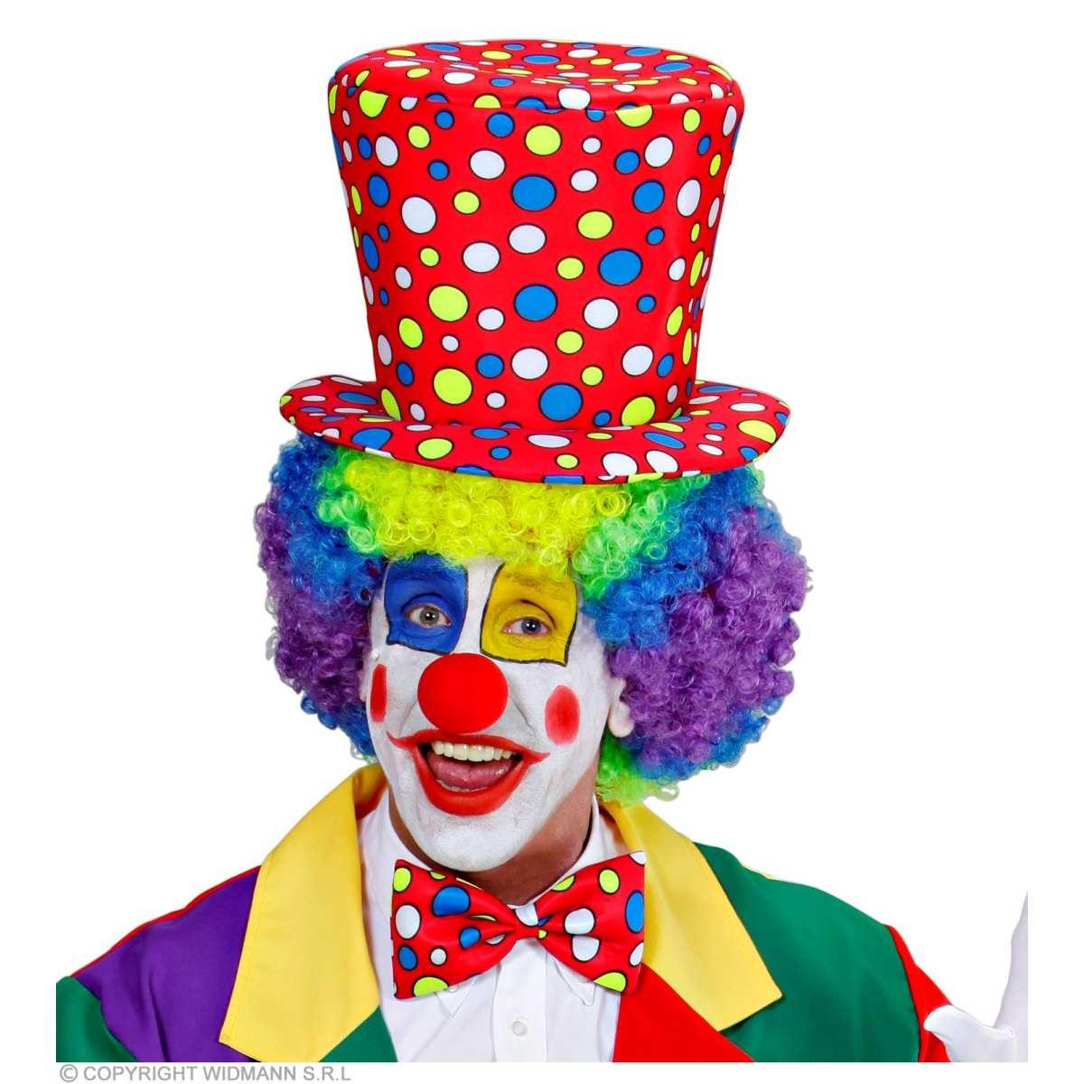 Cappello clown rosso pois fiocco