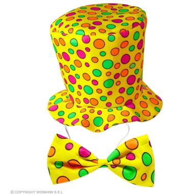 Cappello clown giallo pois fiocco