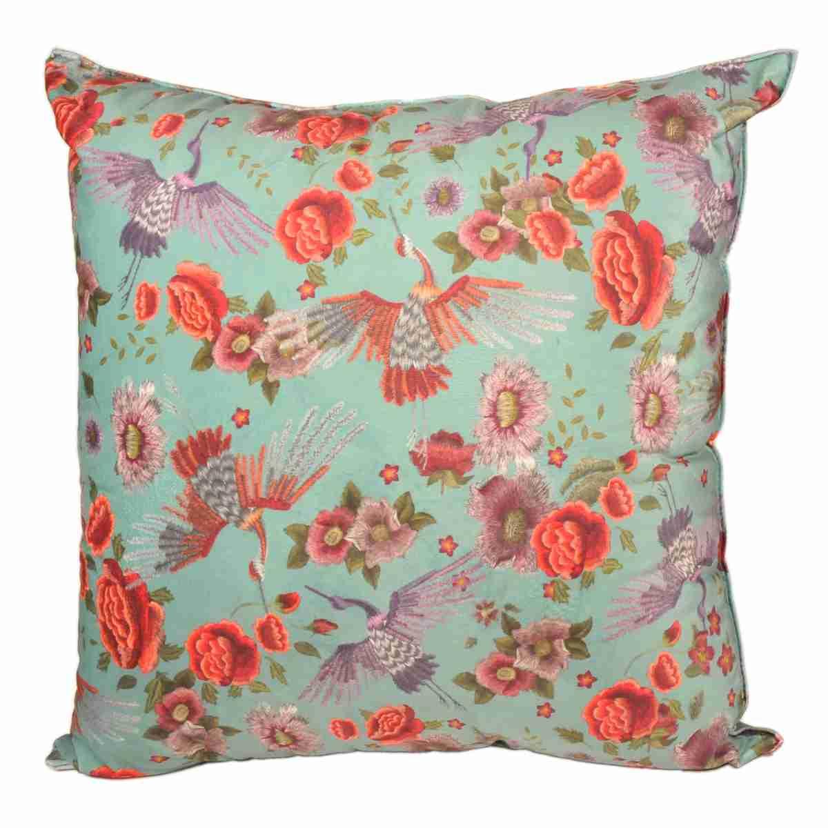 Cuscino arredo velour bird verde 50 x 50 x 19 cm