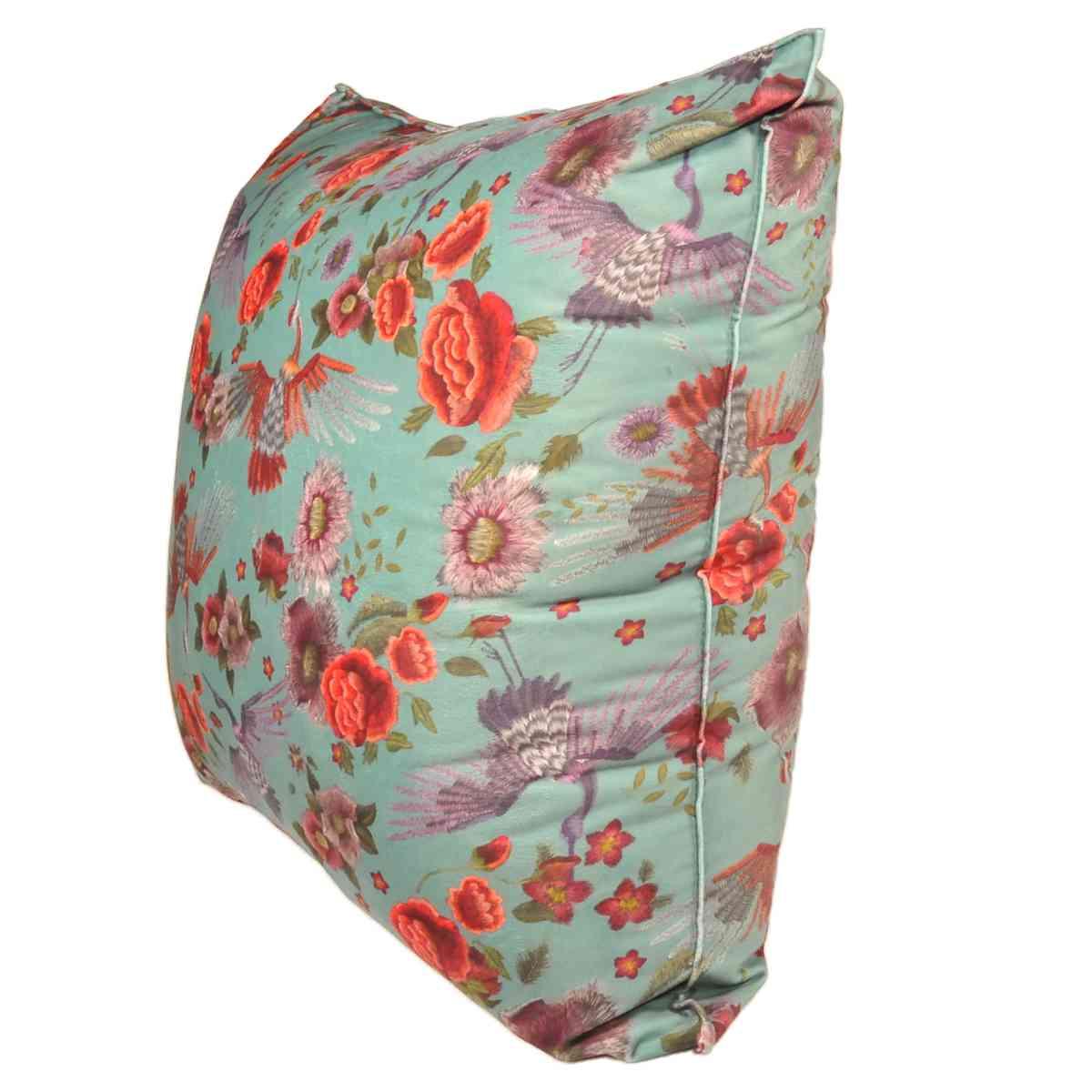 Cuscino arredo velour bird verde 50 x 50 x 19 cm
