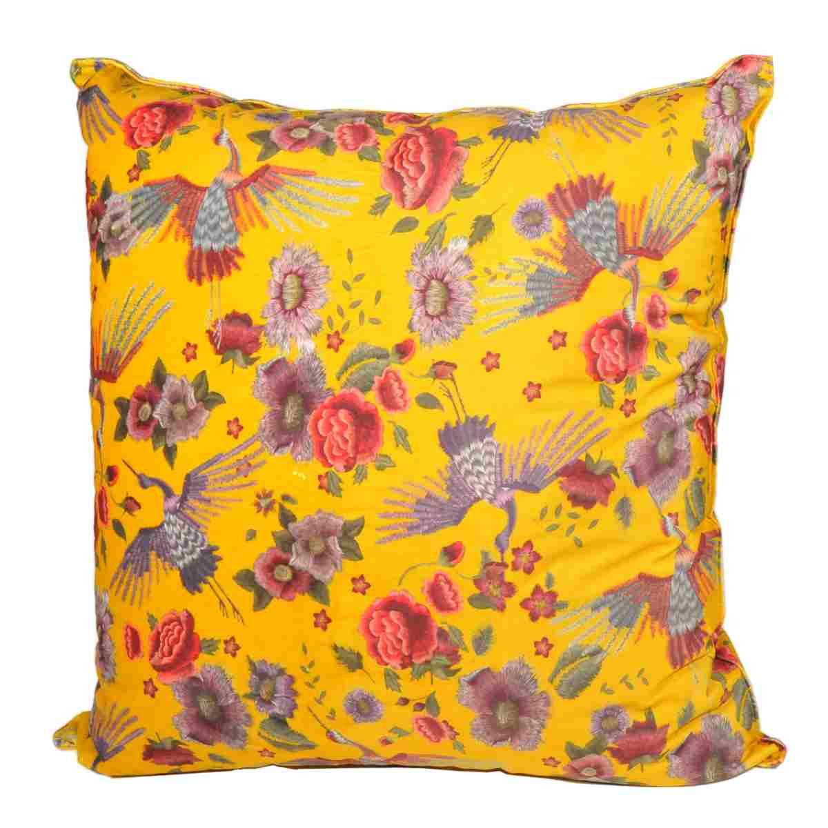 Cuscino arredo velour bird ocra 50 x 50 x 19 cm