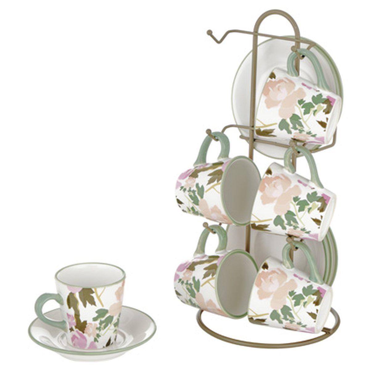 Tazzine Caffè Set pz.6 Porcellana Rose Stone con Supporto | Montemaggi