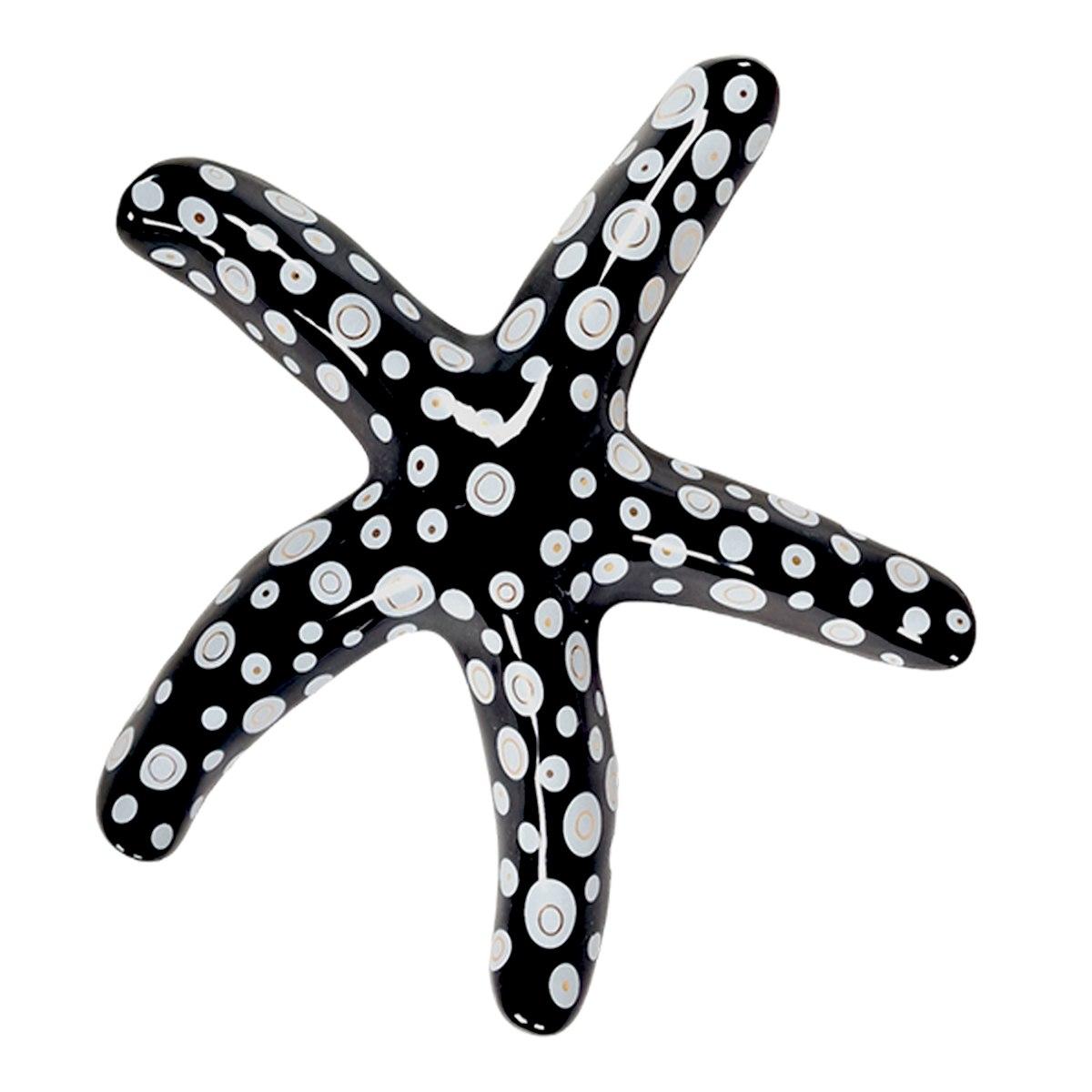 Decorazione stella marina ceramica nera 25 cm