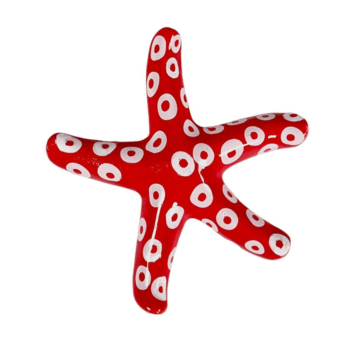 Decorazione stella marina ceramica rossa 13 cm