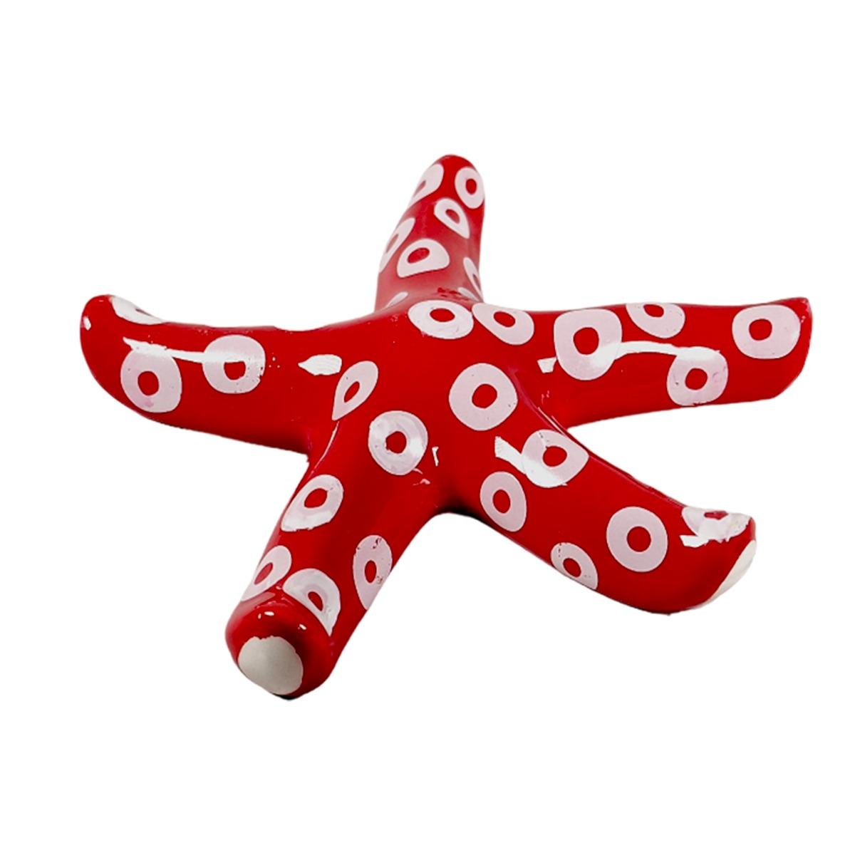 Decorazione stella marina ceramica rossa 13 cm