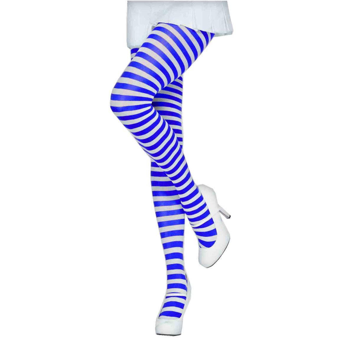 Collant righe bianche blu