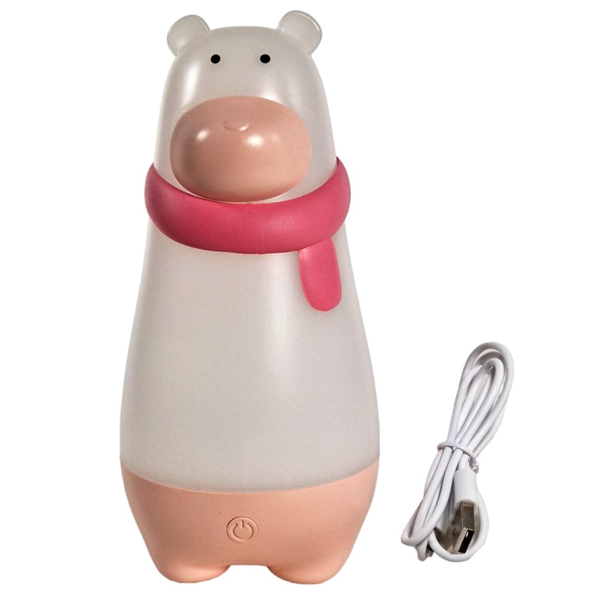 Lampada tavolo led abs orsetto yoghi rosa cavo usb 20 cm