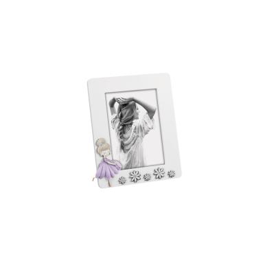 Cornice legno bambolina abito viola 13 x 18 cm