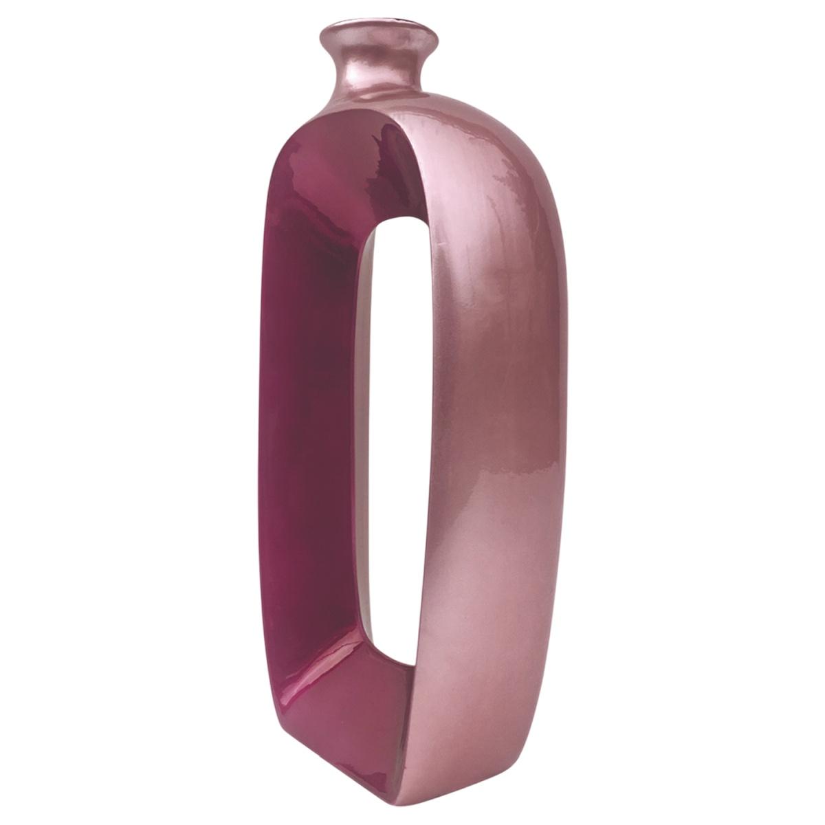 Vaso ceramica rosa forato 23 x 41 cm