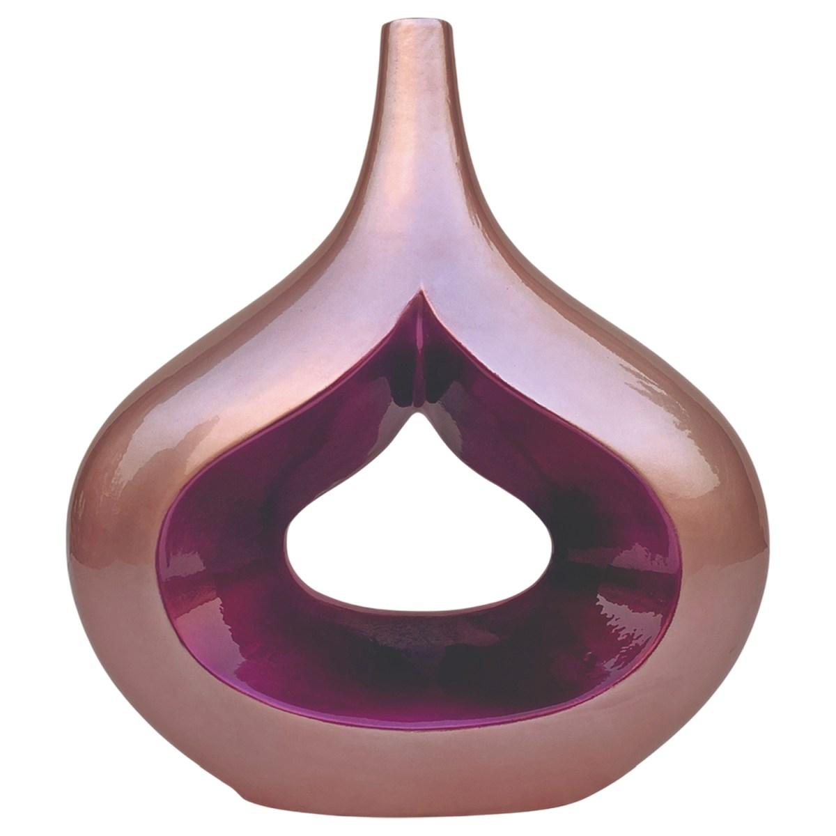 Vaso ceramica goccia rosa 36 x 40 cm